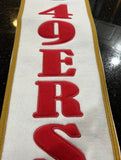 San Francisco 49ers beautifully crafted NFL Super Bowl 19 Heritage Banner. Made with embroidered wool and measuring 8" x 32"