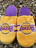 Los Angeles Lakers NBA Team Logo stripe plush mens slippers