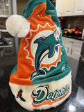 Miami Dolphins Adult NFL plush NFL big logo holiday swirl Santa hat by Foco Show off your team spirit with this festive accessory