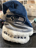 Seattle Seahawks adult size plush Nfl logo Holiday Santa hat