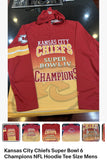 Kansas City Chiefs Super Bowl 6 Champions NFL Hooded T shirt Size mens made by foco.
100% polyester.