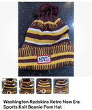 Washington Redskins NFL Retro New Era Sports Knit Beanie Pom Hat.