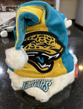 Jacksonville Jaguars team logo colorblock plush adult size Santa hat.