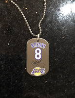 Los Angeles Lakers Kobe Bryant Nba Metal Dog Tag Necklace. Condition is New.