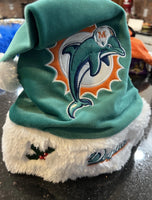 Miami Dolphins plush NFL big logo holiday aqua Santa hat.

New with tags