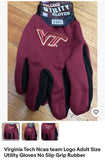 Virginia Tech Hokies adult size utility gloves.