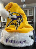 Minnesota Vikings NFL team logo plush adult size Santa holiday hat