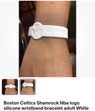 Boston Celtics Nba logo silicone wristband bracelet adult White.