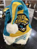 Jacksonville Jaguars team logo colorblock plush adult size Santa hat.
