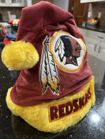 Washington Redskins NFL plush retro team logo solid color santa hat