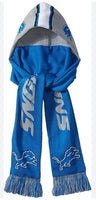 Detroit Lions NFL team logo hooded scarf adult size knit with pockets
