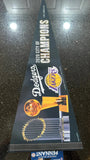 2020 City of Champions Lakers & Dodgers pennant featuring both the Lakers NBA Champions and the Dodgers World Series Champions, two of Los Angeles' most beloved sports teams