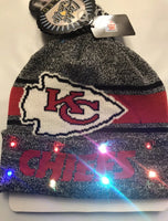 KC Chiefs Winter Cap Hat cuffed Knit NFL LED Light Up Pom Beanie grey. Condition is New. Shipped with USPS First Class Package.