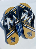 Milwaukee Brewers MLB Team Logo Flip Flops Unisex See Size Chart