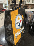 Pittsburgh Steelers large reuseable tote bag.

With Large NFL team logo .