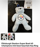 Pittsburgh Steelers Super Bowl 40 Champions mini bear keychain Key Ring.