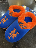 New York Mets Mens MLB team logo plush slippers These Run