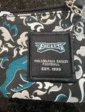Philadelphia Eagles NFL ID wallet with zipper and attached keyring. New.