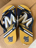 Milwaukee Brewers MLB Team Logo Flip Flops Unisex See Size Chart