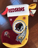 Washington Redskins plush 12 inch xmas stocking weighted ornament featuring the retro NFL logo.