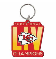 brand new metallic key ring chain featuring the Super Bowl 54 Champions, the Kansas City Chiefs