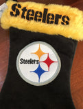 Pittsburgh Steelers NFL team logo18 inch solid black plush xmas stocking.