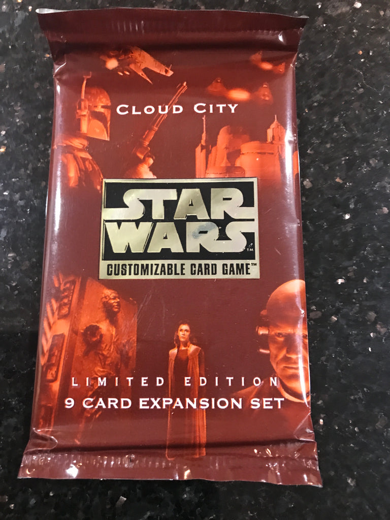 Star Wars CCG Cloud City set, manufactured by Decipher in 1997. This pack contains cards from the Cloud City set,