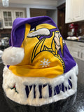 Minnesota Vikings NFL team logo plush Santa holiday hat adult size
