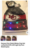KC Chiefs Winter Cap Hat cuffed Knit NFL LED Light Up Pom Beanie grey. Condition is New. Shipped with USPS First Class Package.