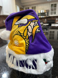 Minnesota Vikings NFL team logo plush Santa holiday hat adult size
