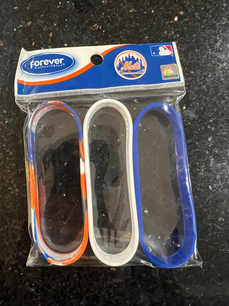 The New York Mets MLB Team Logo Mylar adult size Wristband Bracelet 3 Pack by Forever Collectibles