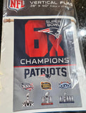New England Patriots 6X Super Bowl Champions banner Vertical Flag Wincraft.