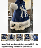 New York Yankees MLB big logo adult plush holiday santa hat solid blue