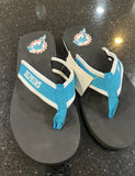 Miami Dolphins NFL team Loco Contoured Flip Flops Sandals Mens Size Large.