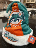 Miami Dolphins Adult NFL plush NFL big logo holiday Santa hat from Foco Color Block