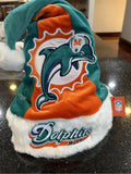 Miami Dolphins Adult NFL plush NFL big logo holiday Santa hat from Foco Color Block