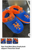 New York Mets Mens MLB team logo plush slippers These Run