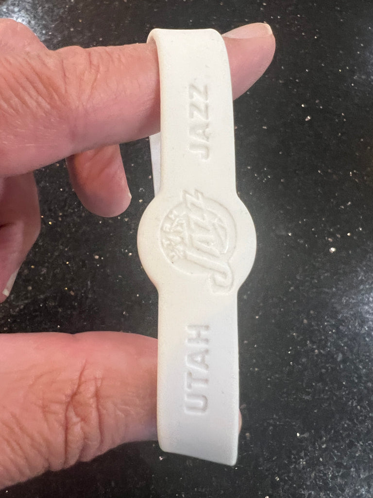 Utah Jazz NBA Team Logo White Adult Mylar Wristband Bracelet by Forever Collectibles