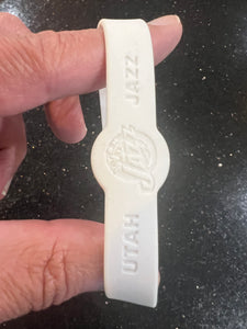 Utah Jazz NBA Team Logo White Adult Mylar Wristband Bracelet by Forever Collectibles