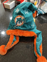 Miami Dolphins NFL plush santa hat holiday hat aqua snowflake santa hat foco.

New with tag