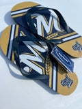 Milwaukee Brewers MLB Team Logo Flip Flops Unisex See Size Chart