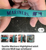 Seattle Mariners adult silicone MLB logo wristband.

New in original package.