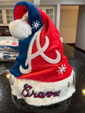 Atlanta Braves MLB Team Logo Plush Swirl Adult Santa Holiday Hat by Forever Collectibles