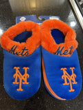 New York Mets Mens MLB team logo plush slippers These Run