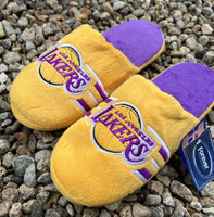 Los Angeles Lakers NBA Team Logo stripe plush mens slippers