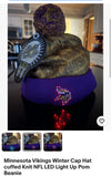 Minnesota Vikings NFL team logo  LED light up Winter Cap Hat! The cuffed knit design