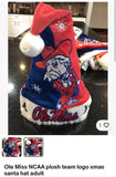 Ole Miss NCAA plush team logo xmas santa hat adult.