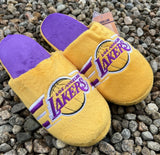 Los Angeles Lakers NBA Team Logo stripe plush mens slippers