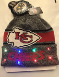 KC Chiefs Winter Cap Hat cuffed Knit NFL LED Light Up Pom Beanie grey. Condition is New. Shipped with USPS First Class Package.