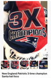 New England Patriots 3X NFL Super Bowl champion plush Xmas adult santa . Made to commemorate the first 3 super bowl wins History